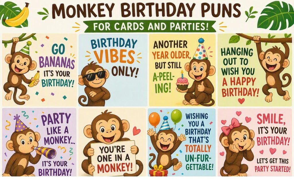 Monkey Birthday Puns for Cards and Parties